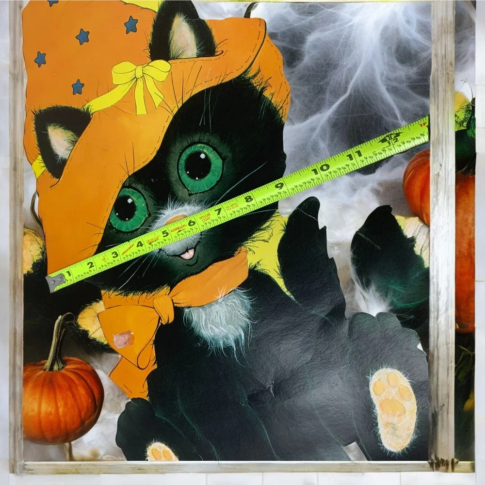 Vintage Eureka Halloween Die Cut Large Black Cat Hanging Decoration 2 Sided 20